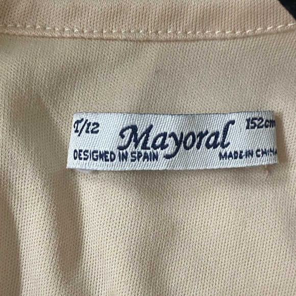 Girls Cream Embroidered Bead Collar Short Sleeve Design In Spain Mayoral Dress - Picture 8 of 11